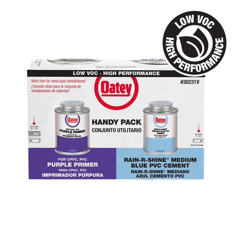 Oatey® Rain-R-Shine® Medium Blue PVC Cement & Primer Handy Pack