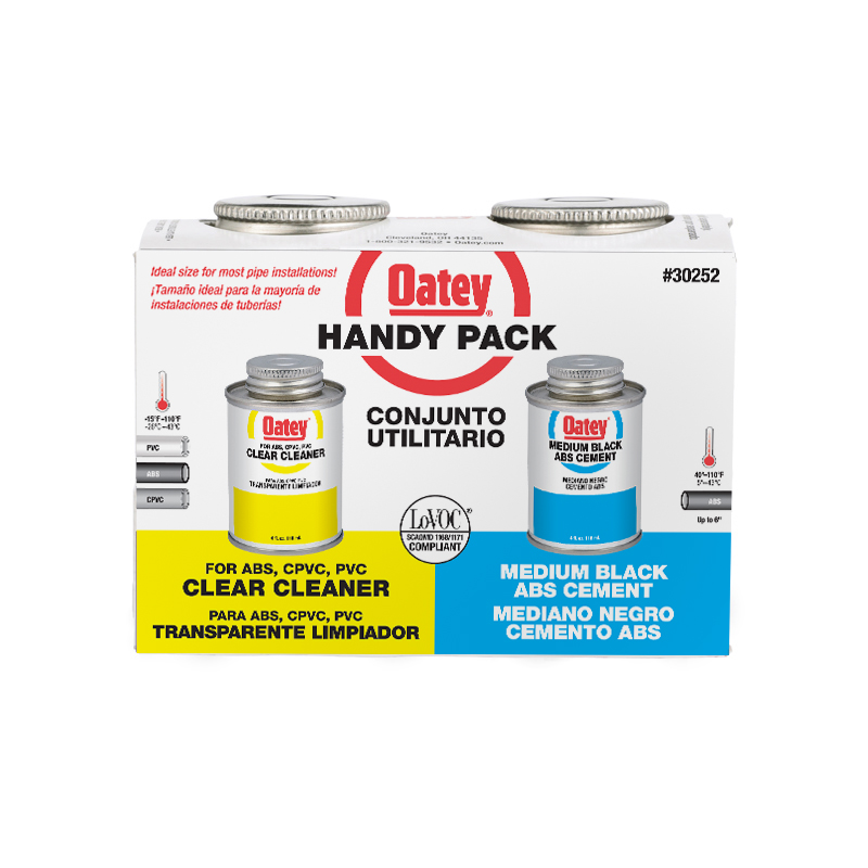 038753302522_H_001.jpg - Oatey® 4 oz. ABS Medium Black Cement and Cleaner Handy Pack