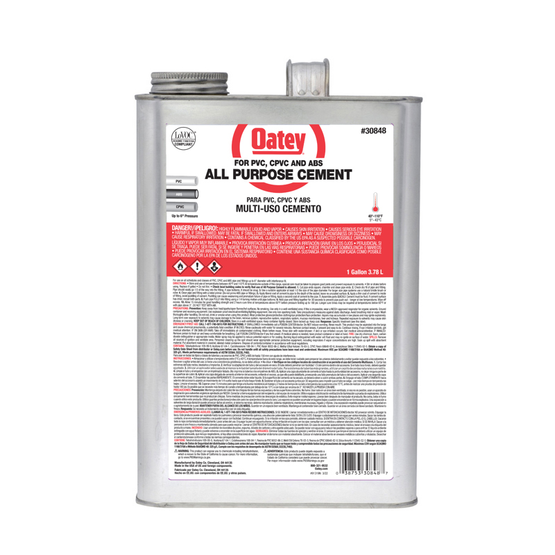 038753308487_H_001.jpg - Oatey®Gallon All-Purpose ABS, PVC and CPVC Clear Cement