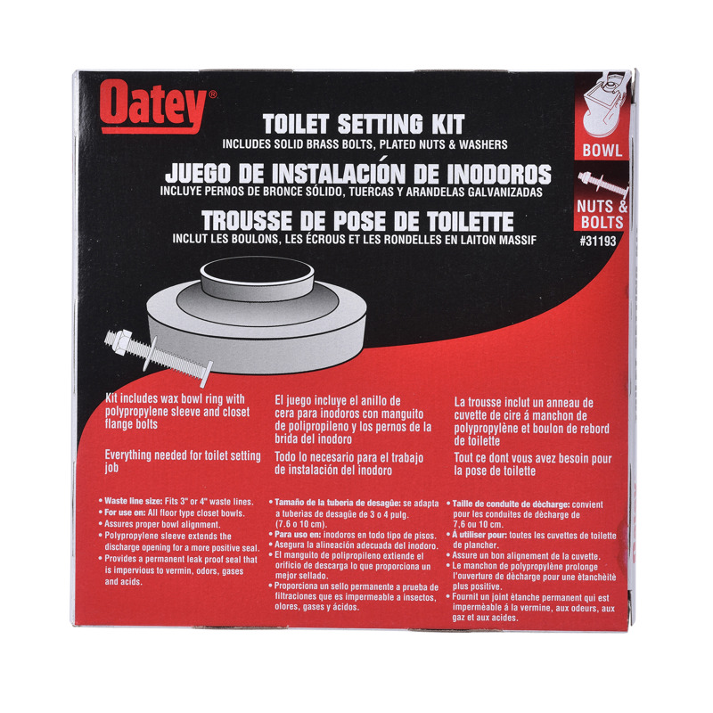 038753311937_P_001.jpg - Oatey® Flanged Wax Gasket with 1/4 in. X 2-1/4 in. Brass Bolts And Nuts