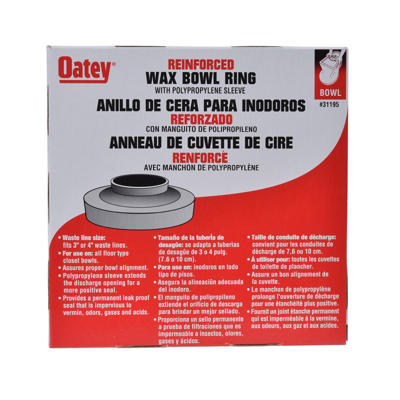 038753311951_P_001.jpg - Oatey® Fiber Reinforced Wax Bowl Ring with Polycarbonate Sleeve