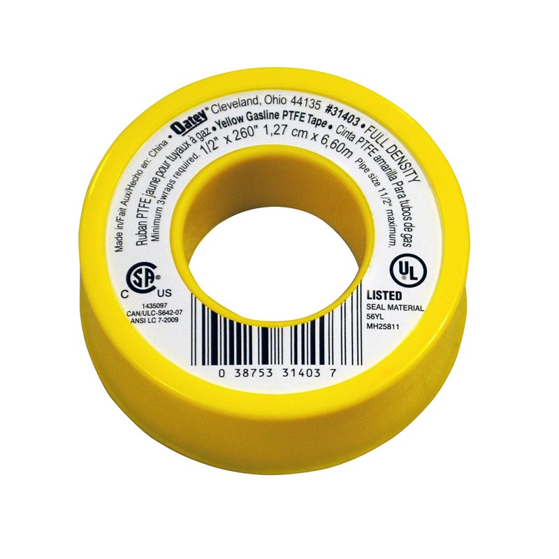 038753314037_H_001.jpg - Oatey® 1/2 in. x 260 in. PTFE Yellow Thread Seal Tape – Dispenser Pack
