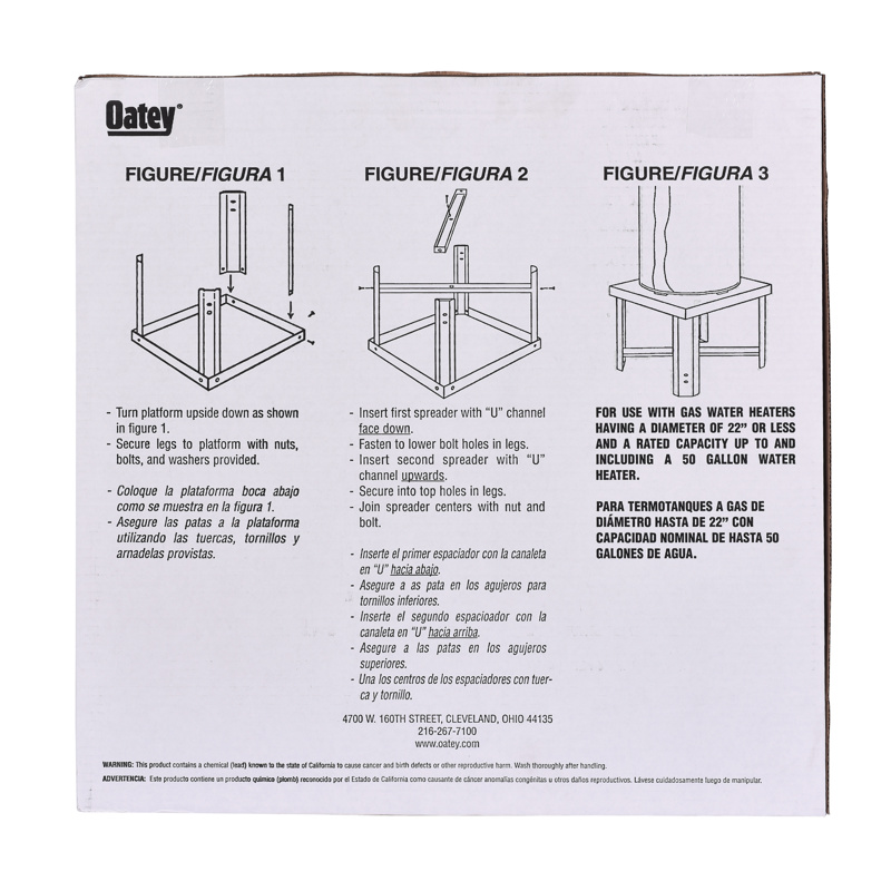 038753340579_I_001.jpg - Oatey® 21 in. Square x 18 in. High Galvanized Water Heater Stand