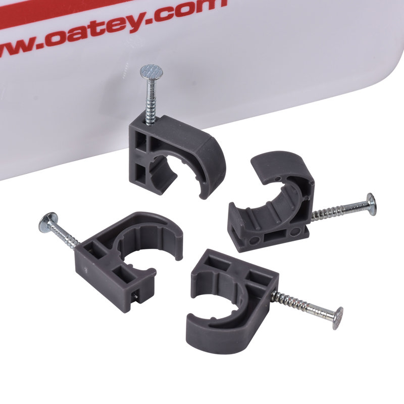 038753342900_H_001.jpg - Oatey® 1/2 in Half Clamp Pipe Clamps With Nails (900 in bucket)