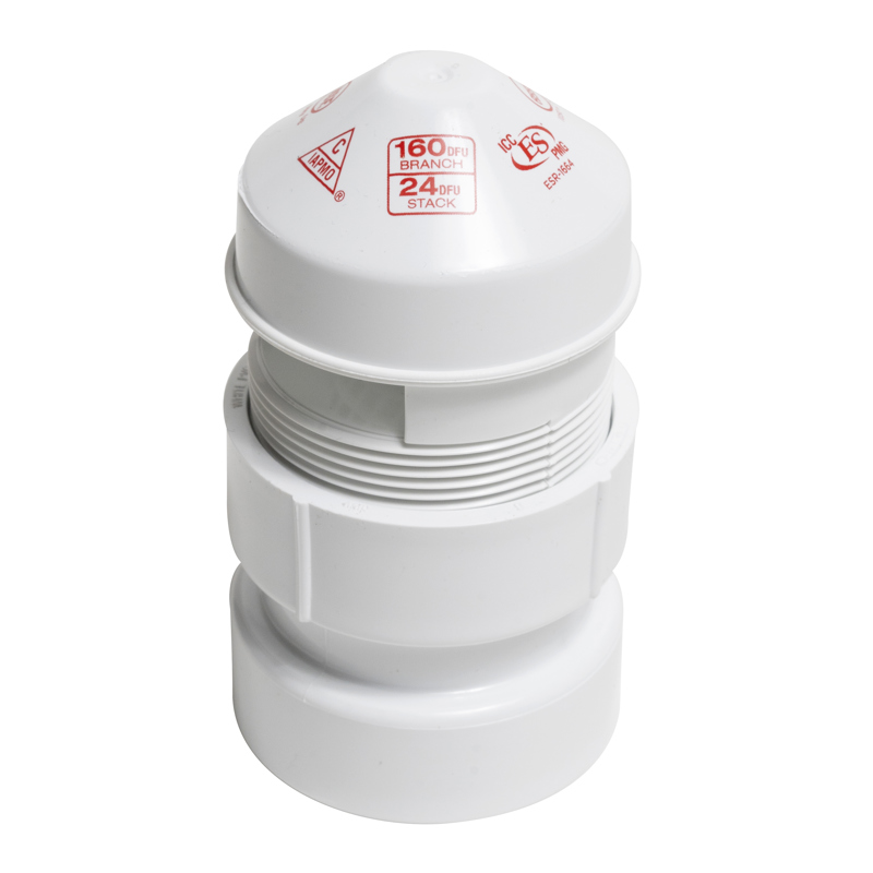 038753390161_H_002.jpg - Oatey® Sure-Vent® 1.5 in. – 2 in. 160 Branch, 24 Stack DFU Air Admittance Valve with PVC Schedule 40 adapter