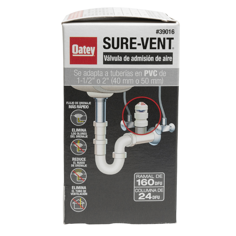 038753390161_P_004.jpg - Oatey® Sure-Vent® 1.5 in. – 2 in. 160 Branch, 24 Stack DFU Air Admittance Valve with PVC Schedule 40 adapter
