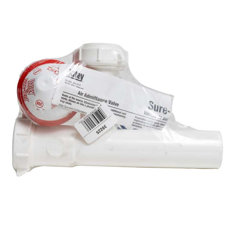 038753392257_PKG_H_001.jpg - Oatey® Sure-Vent® 1.5 in. 20 Branch, 8 Stack DFU Air Admittance Valve with White Tubular Adapter