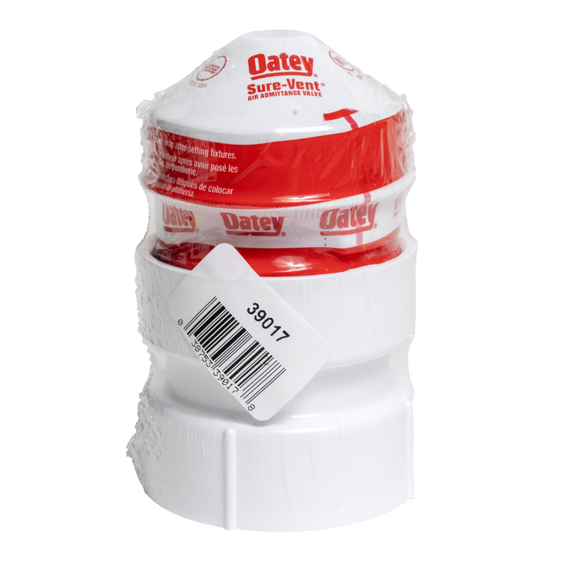 038753392257_PKG_H_002.jpg - Oatey® Sure-Vent® 1.5 in. 20 Branch, 8 Stack DFU Air Admittance Valve with White Tubular Adapter