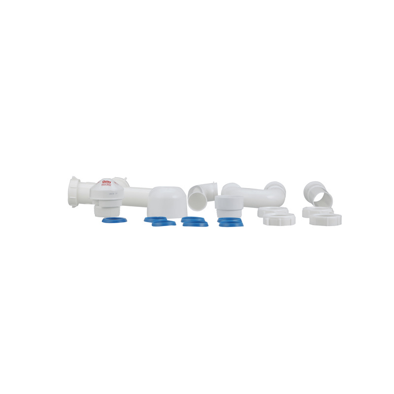 038753392394-01-01.jpg - Oatey® Sure-Vent® 1.5 in. 20 Branch, 8 Stack DFU Air Admittance Valve Installation Kit 1-1/2 in. P-trap, 6 in. extension tube, PVC threaded adapter & deep box flange