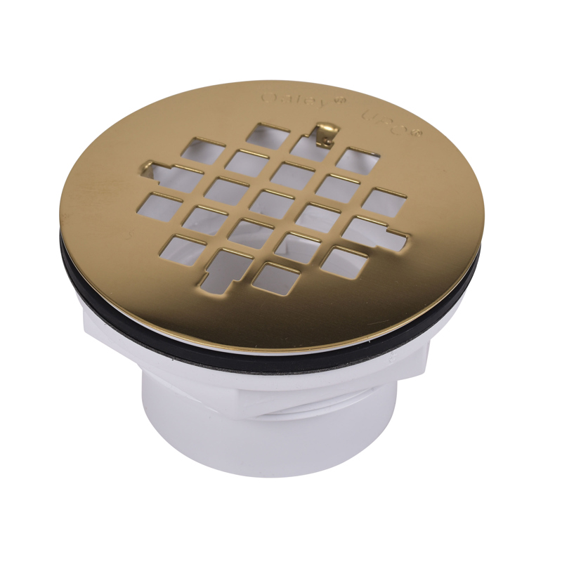 038753420783_H_002.jpg - Oatey® 2 in. 101 PS PVC Solvent Weld Shower Drain with UltraShine® Polished Brass Strainer