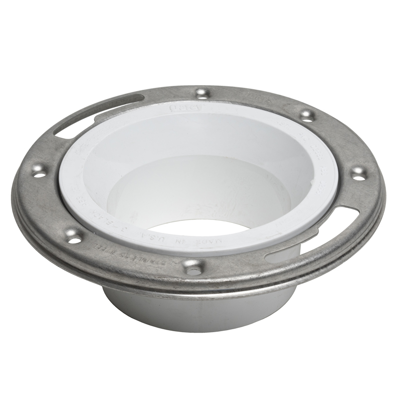 038753434957_H_001.jpg - Oatey® 3 in. x 4 in. PVC Closet Flange with Stainless Steel Ring without Test Cap