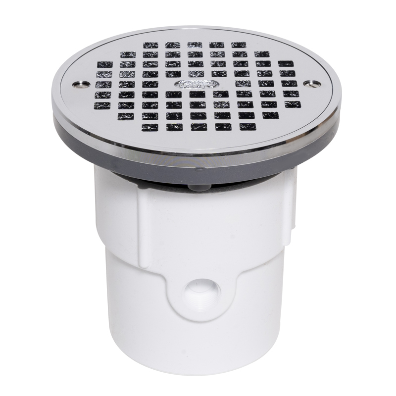 038753721972_H_001.jpg - Oatey® 3" or 4" PVC General Purpose Drain w/ 6" CHR Grate & Round Ring