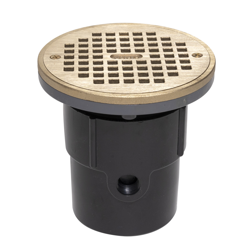 038753821375_H_001.jpg - Oatey® 3" or 4" ABS General Purpose Pipe Fit Drain w/ 6" Cast NI Grate & Round Top