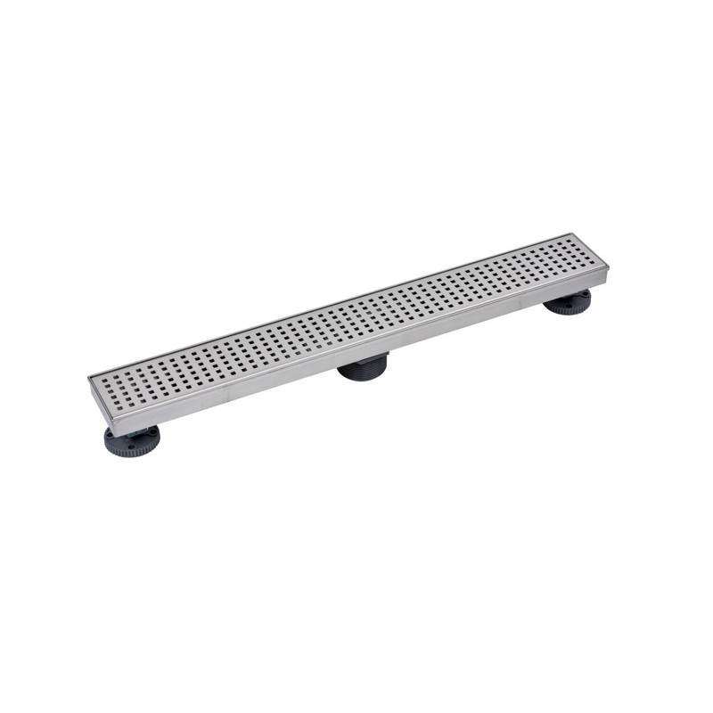 038753905310_H_001.jpg - Designline™ 24 in. Stainless Steel Linear Shower Drain with Matte Black Square Grate
