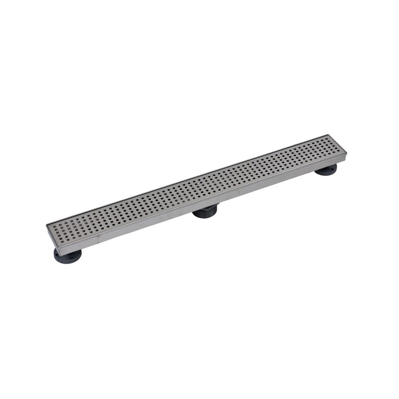 038753905334_H_001.jpg - Designline™ 24 in. Stainless Steel Linear Shower Drain with Matte Black Square Grate