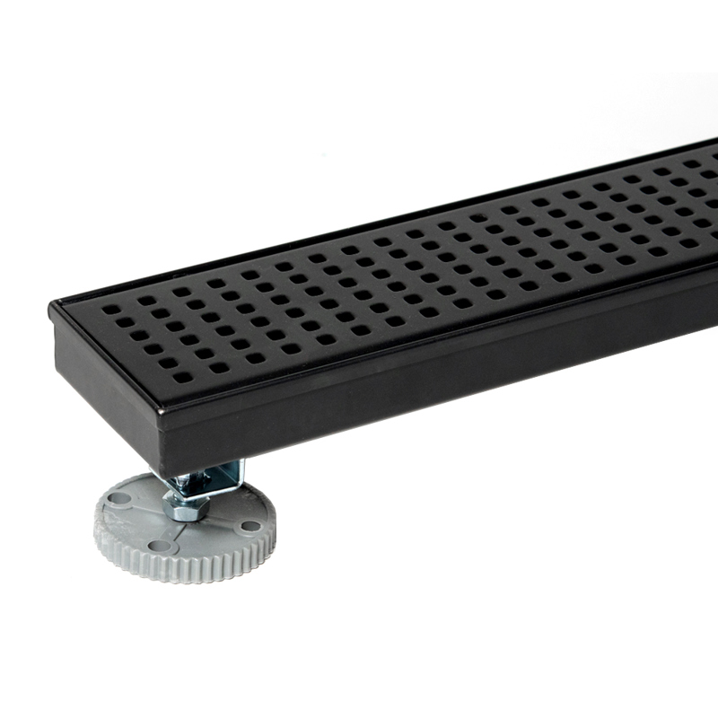 038753905730_H_003.jpeg - Designline™ 24 in. Stainless Steel Linear Shower Drain with Matte Black Square Grate