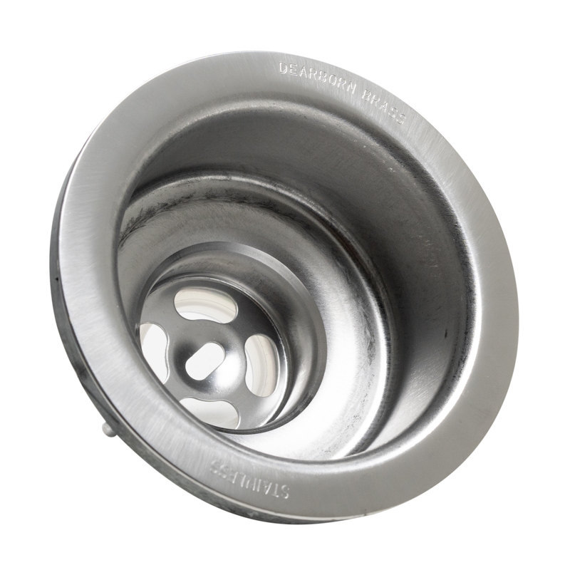 041193054531_H_002.jpg - Dearborn® Super 6 Sink Basket Strainer, Stainless Steel Body and Basket, Rubber Stopper w/ Metal Post, Extra Wide Locknut, Extra Thick Washer