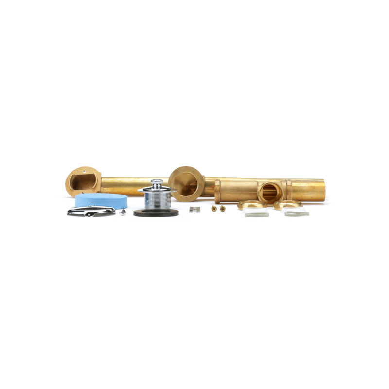 041193110718-01-01.jpg - Dearborn® Full Kit, Brass Tubular - 17 Ga. Uni-Lift Stopper with Chrome Finish Trim For Whirlpool Tubs