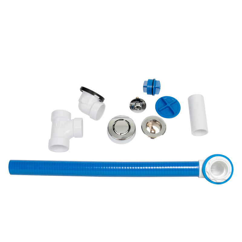 041193463005_H_001.jpg - Dearborn® True Blue® 16 in. FLEX PVC Full Kit, Push n'Pull Stopper, Brushed Nickel