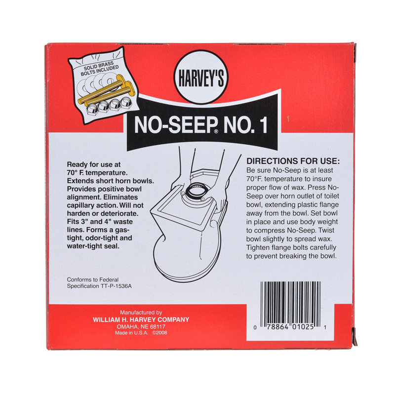 078864010251_I_003.jpg - Oatey® No-Seep® 3 in. or 4 in. No. 1 Wax Gasket with Brass Bolts Kit