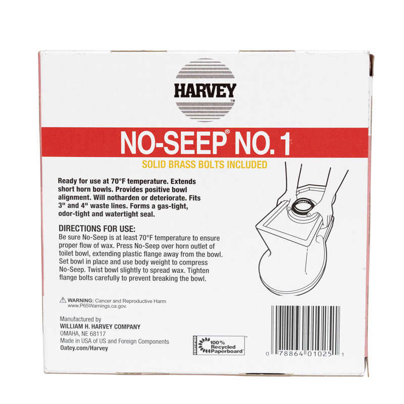078864010251_P_001.jpg - Oatey® No-Seep® 3 in. or 4 in. No. 1 Wax Gasket with Brass Bolts Kit