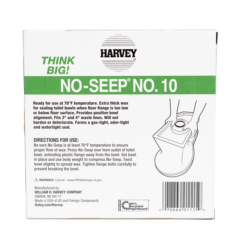 078864011159_P_007.jpg - Harvey™ No-Seep® 3 in. or 4 in. No. 10 Extra Thick Wax Gasket