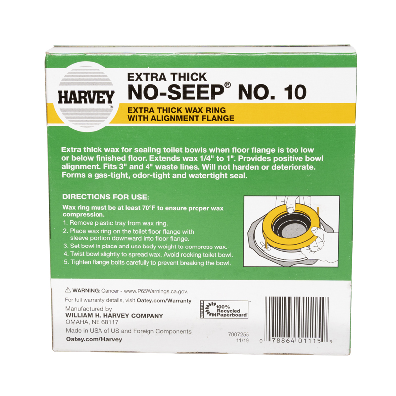 078864011159_P_008.jpg - Harvey™ No-Seep® 3 in. or 4 in. No. 10 Extra Thick Wax Gasket