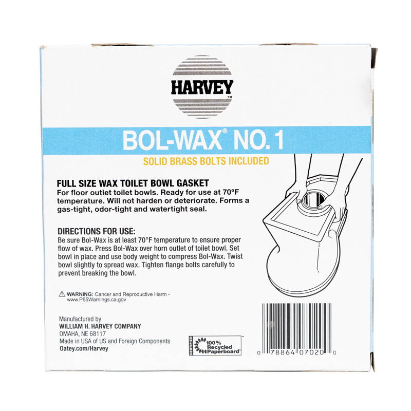 078864070200_P_008.jpg - Harvey™ Bol-Wax® 3 in. or 4 in. No. 1 Standard Wax Gaskets with Brass Bolt Set
