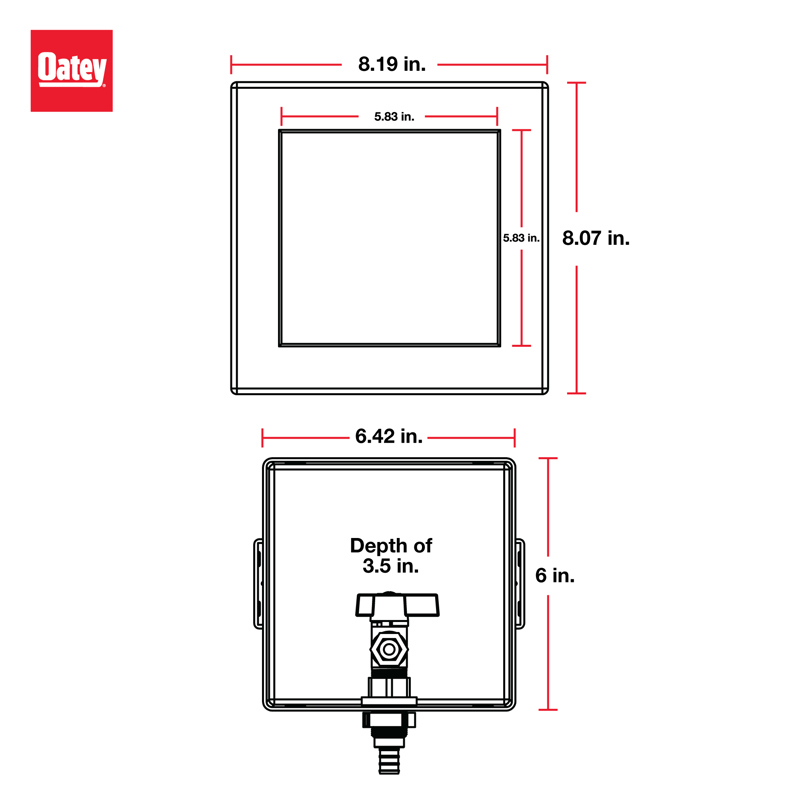 11_SupplyBox_6x6_INFO_001.jpg - Oatey® Square, 1/4 Turn, F1960 Low Lead Ice Maker Outlet Box - Standard Pack