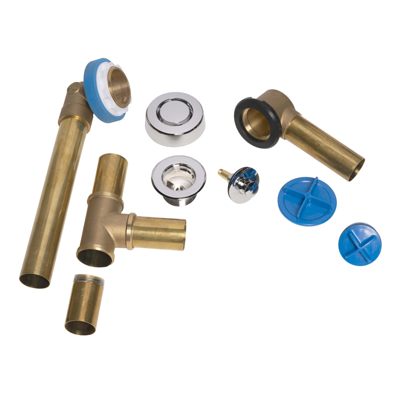 15_TrueBlueBrass8_C_001.jpg - Dearborn® True Blue® Brass Full Kit for Whirlpool Tubs, Push'n'Pull Stopper, with Test Kit, Solder, Chrome