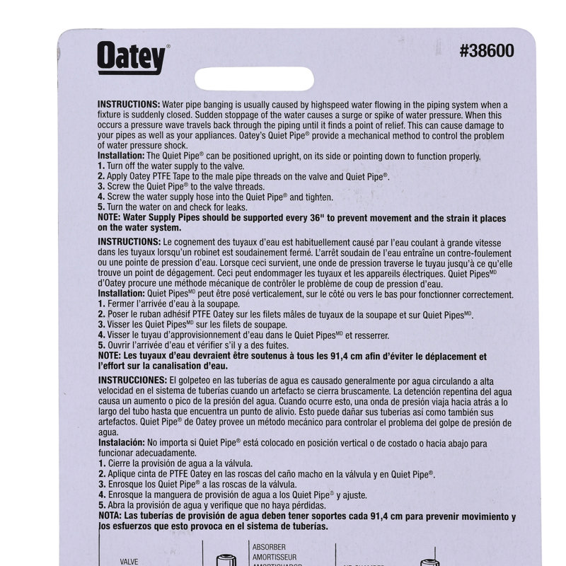 38600_i.jpg - Oatey® Quiet Pipes Washing Machine Supply Line Shock Absorber