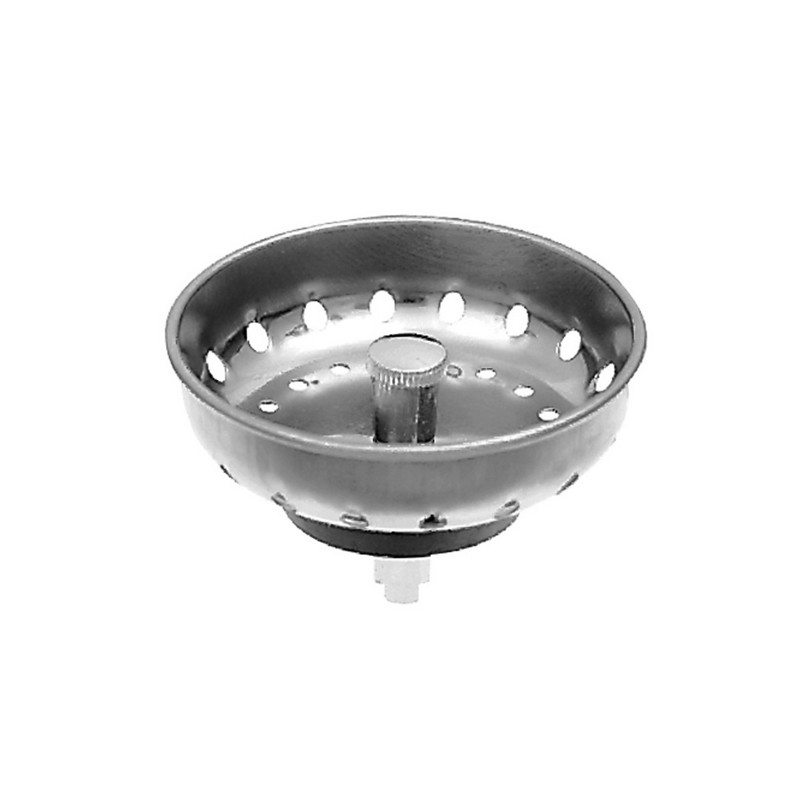 3BN.jpg - Dearborn® Thumbscrew Sink Basket Strainer, Stainless Steel Body and Basket, Triangular Threaded Flange w/ Three Thumbscrews for Easy Installation and Brass Nuts, Neoprene Stopper