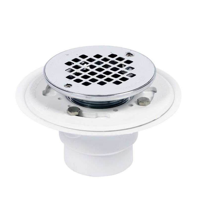 42219.jpg - Oatey® 2 in. or 3 in. PVC Drain with Round Stainless Steel Screw-Tite Strainer and Chrome Plated Brass Barrel