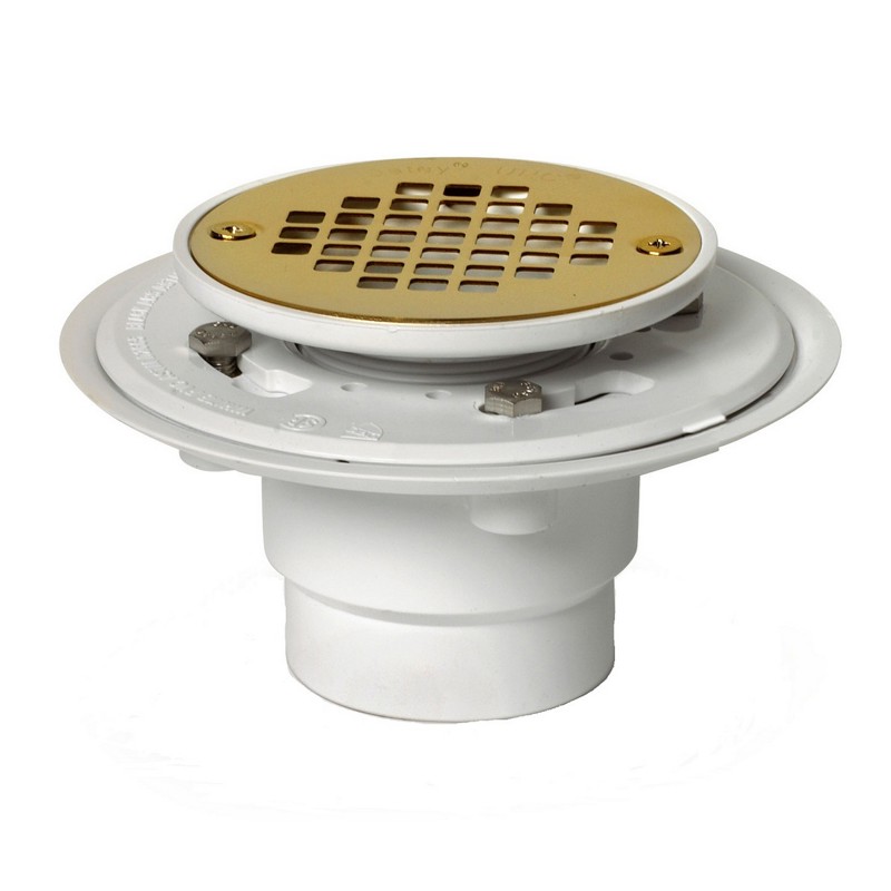 42404.jpg - Oatey® 2 in. or 3 in. PVC Drain with Round Ultrashine® PVD Screw-Tite Polished Brass Strainer