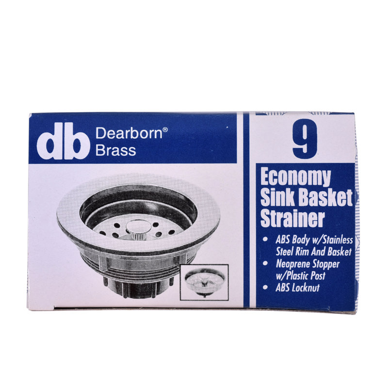 9_r.jpg - Dearborn® 9 Economy Sink Basket Strainer, ABS Body w/ Stainless Steel Rim and Basket. Rubber Stopper w/ Plastic Post, ABS Locknut