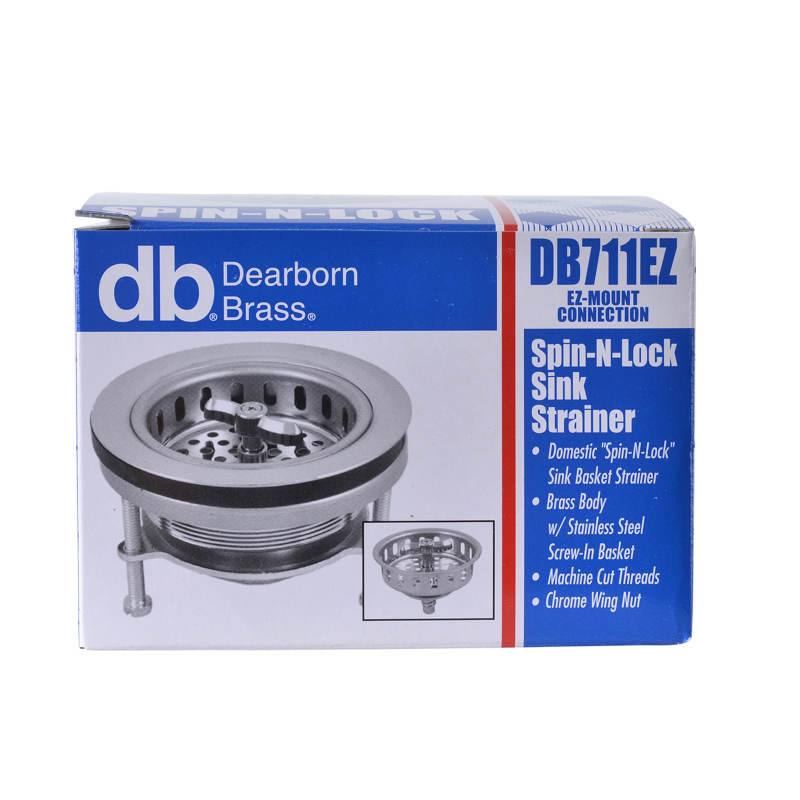 DB711EZ_p.jpg - Dearborn® Spin-N-Lock Sink Basket Strainer, Chrome Plated Brass Body w/ Stainless Steel Screw-In Basket and EZ-Mount Connection