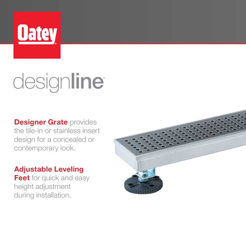 LinearDrain_INFO_001.jpg - Designline™ 24 in. Stainless Steel Linear Shower Drain with Matte Black Square Grate