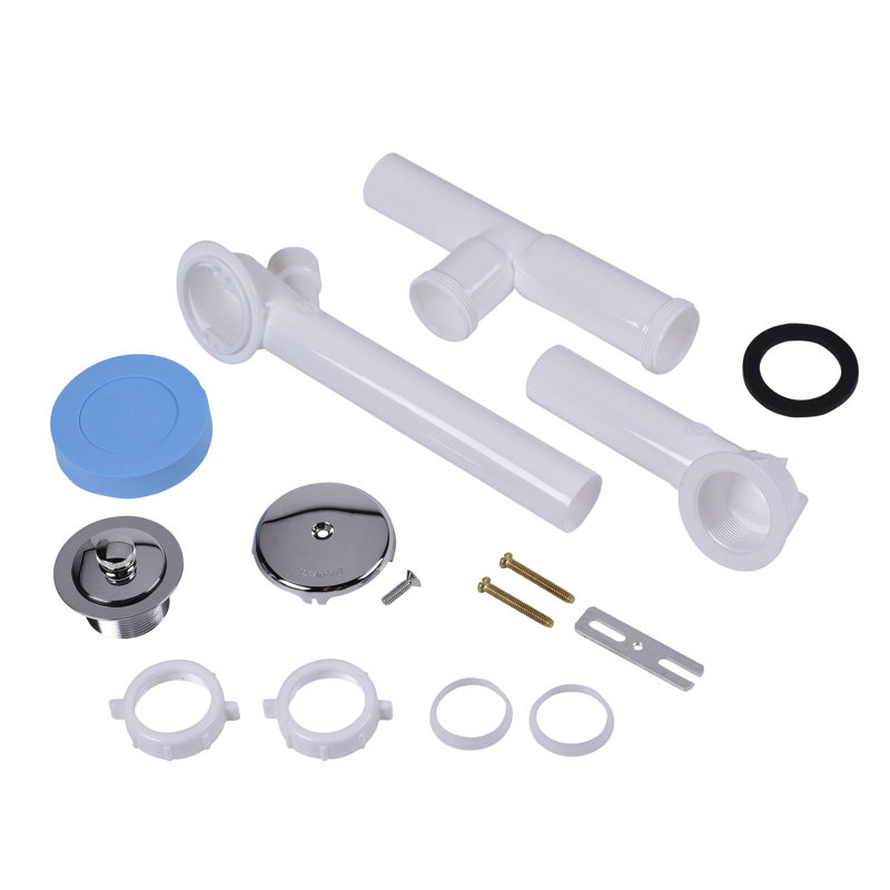 P8227C_h.jpg - Dearborn® Full Kit, Plastic Tubular – Uni-Lift Stopper with Chrome Finish Trim, Condensate Elbow