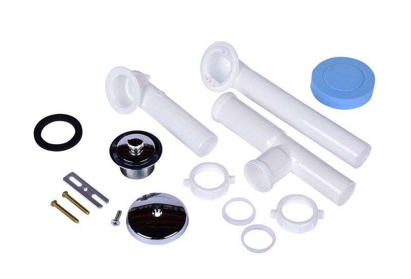 P8227_h.jpg - Dearborn® Full Kit, Plastic Tubular - Uni-Lift Stopper with Chrome Finish Trim