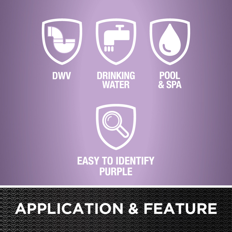 PurplePVCApp&Feature_INFO_001.jpg - Hercules® 32 oz. PVC Purple Primer