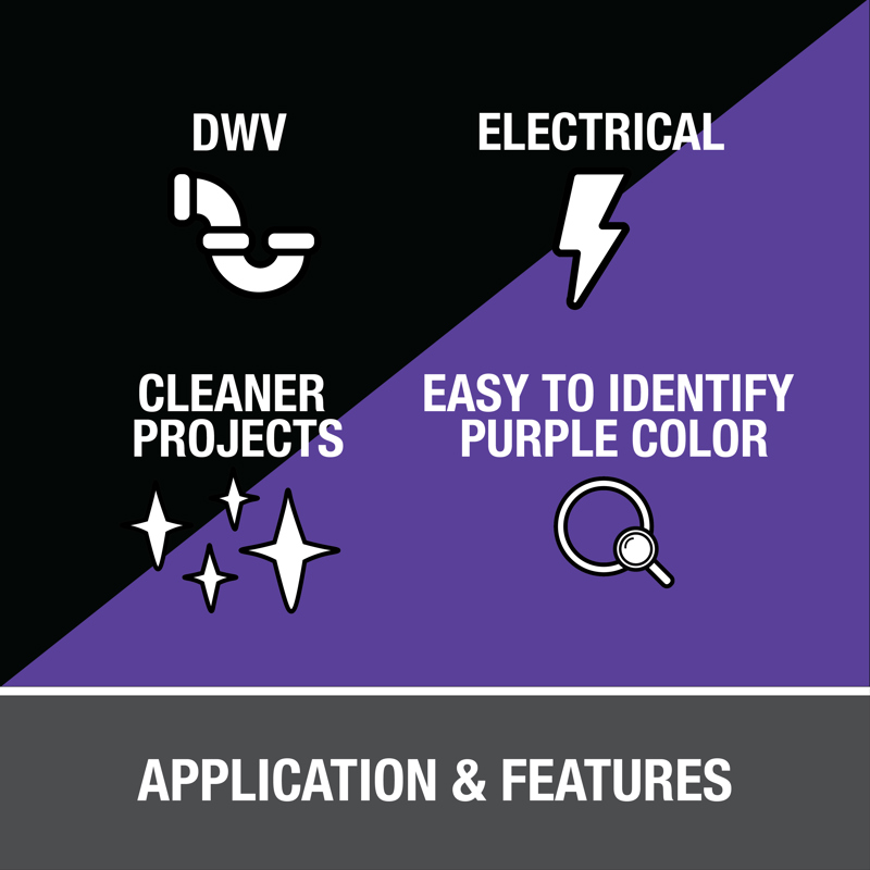 PurplePrimerPVCCementHandyPack_INFO_002.jpg - Oatey® 4 oz. PVC Regular Clear Cement and Purple Primer Handy Pack