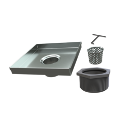 038753016474_H_001.png - 6 in. SquareDrain Body in Brushed Stainless Steel