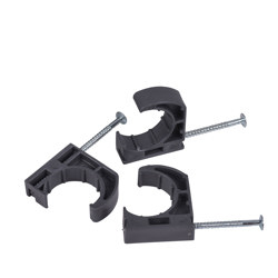 038753339016_H_001.jpg - Oatey® 3/4 in Half Clamp Pipe Clamps With Nails (100 in polybag)