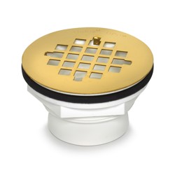 038753420783_H_001.jpg - Oatey® 2 in. 101 PS PVC Solvent Weld Shower Drain with UltraShine® Polished Brass Strainer