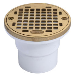038753423807_H_001.jpg - Oatey® 2 in. or 3 in. PVC Drain with Round Brass Cast Grate with Round ring