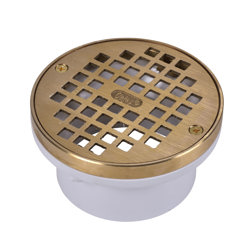 038753435992_H_001.jpg - Oatey® 3 in. or 4 in. PVC General Purpose Drain with  5 in. Brass Grate and Metal Ring