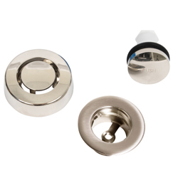 041193121127_H_001.jpg - Dearborn® True Blue® Trim Kit, Touch Toe Stopper, Brushed Nickel, Finished Drain Spud
