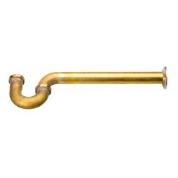 041193123725_H_001.jpg - Dearborn® 1-1/2 in. P-Trap - 17 Ga. w/ Ground Joint, Brass Nuts, and 15 in. Wall Tube, Unfinished