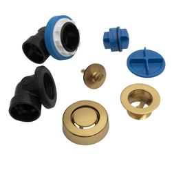 041193350053_C_001.jpg - Dearborn® True Blue® ABS Half Kit, Uni-Lift Stopper, with Test Kit, Brushed Gold, Finished Drain Spud