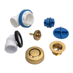 041193350114_C_001.jpg - Dearborn® True Blue® PVC Half Kit, Uni-Lift  Stopper, with Test Kit, Brushed Gold, Finished Drain Spud